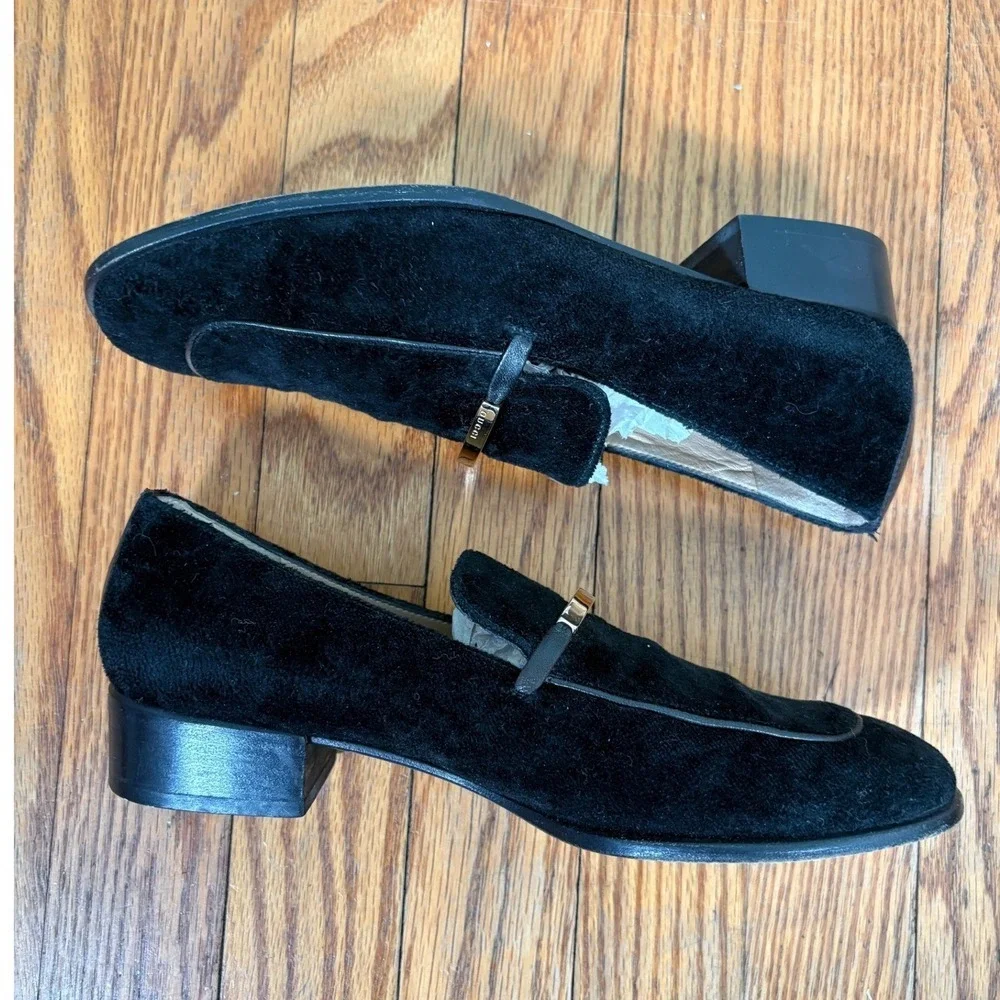 Gucci Marmont Mid‑Heel Suede Loafers Early Bar Hardware Version Black Women's 6B